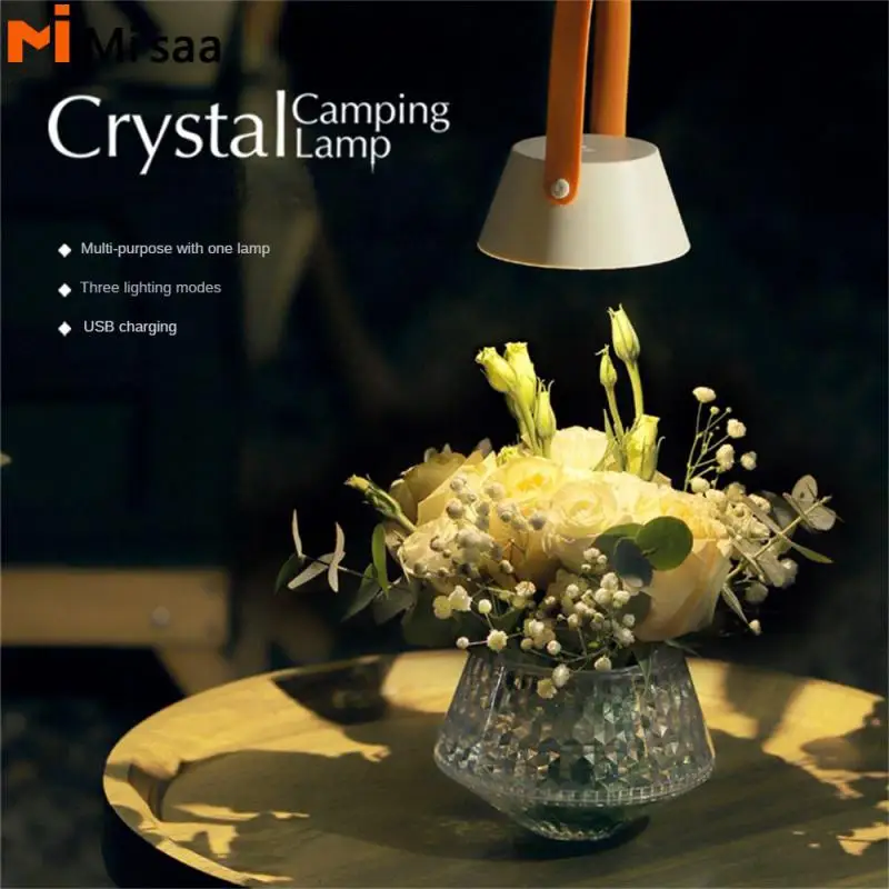 

Crystal Portable Lamp Romantic Atmosphere Crystal Vase Stepless Dimming Outdoor Waterproof Lighting Portable Camping Lamp