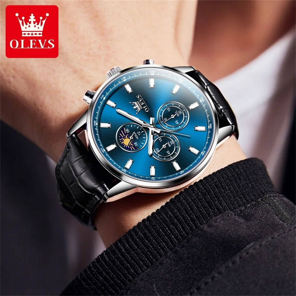 OLEVS мужские часы лучший бренд класса люкс хронограф кварцевые для мужчин кожаный