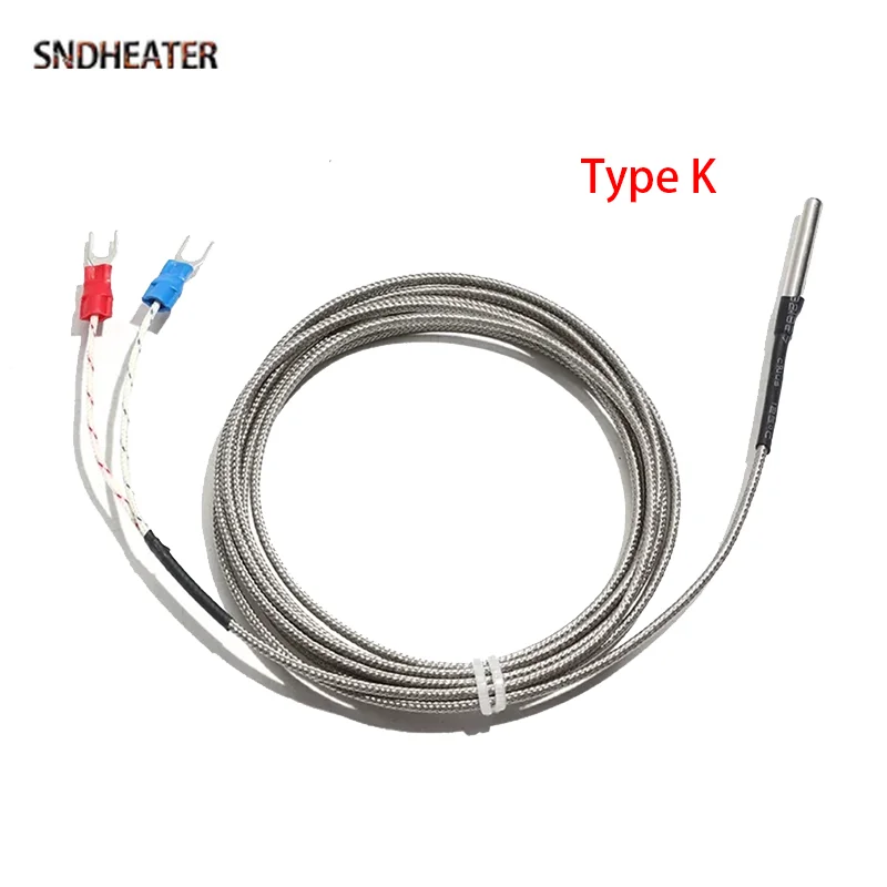 

SNDHEATER Тип K J PT100 Термопара для измерения температуры из нержавеющей стали 4x30 мм Датчик датчика 1 м 2 м 3 м 4 м 5 м Экранированный провод из ПТФЭ