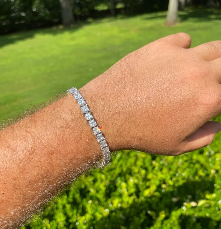 

ANGLANG Luxury Women Mens Tennis Chain Bracelets Jewelry Sparking Eternal Micro Paved CZ Anniversary Wedding Fine Bracelet Gift