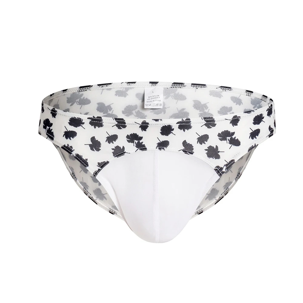 

Men Sexy Briefs Patchwork Mesh Sheer Underwear Male Sexy Underpants Man Transparent Panties Summer Printed Bulge Pouch Knickers