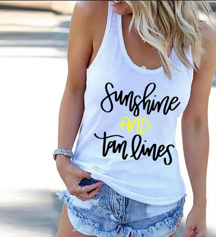 

Sunshine and Tan Lines Summer Tank Tops Muscle Tank Beach Shirts Summer Vacation Shirts Swimsuit Cover Up Beach Coverup Custom M