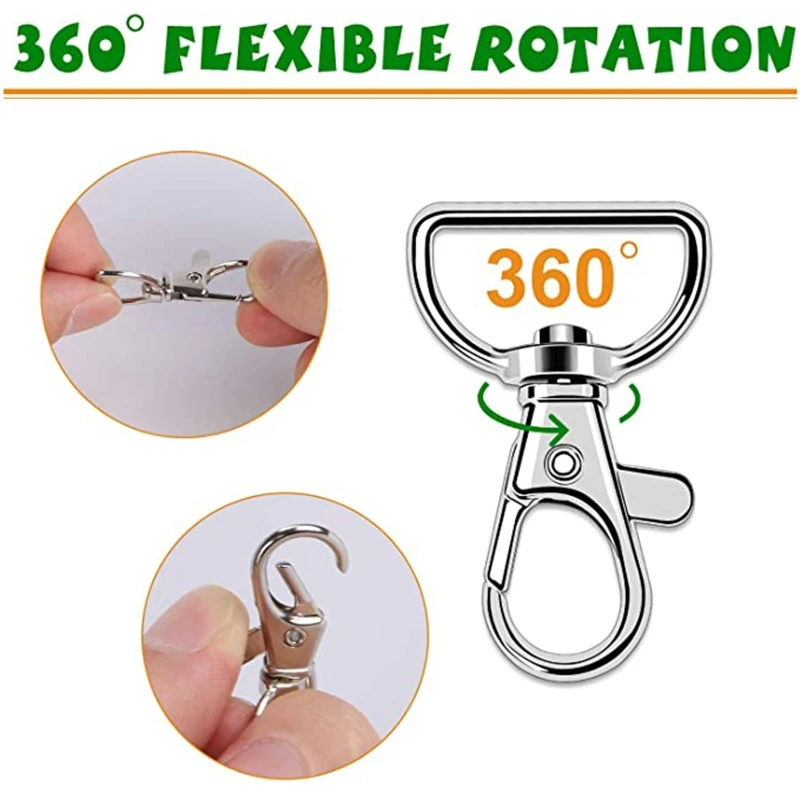 

X7YA 30 Pcs Swivel Clasps Lanyard Snap Hooks Key Chain Clip Hooks Lobster Claw Clasp for DIY Keychain Sewing Projects