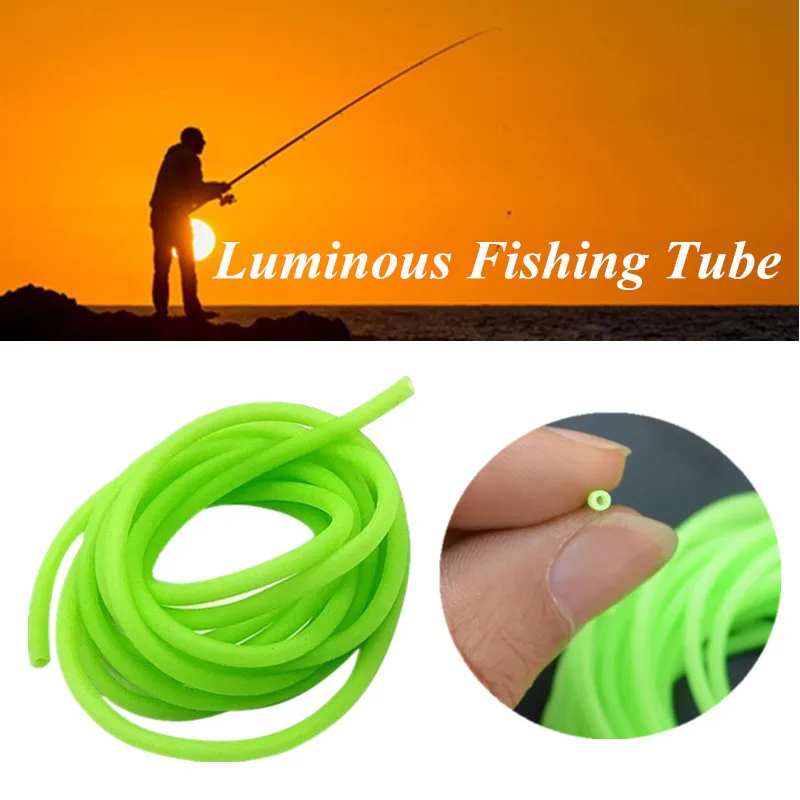 

2 Pcs 4 Meters Luminous Fishing Rig Hook Line Accessories Soft Silicone Diameter 1mm Fishing Tube Fish Sleeves