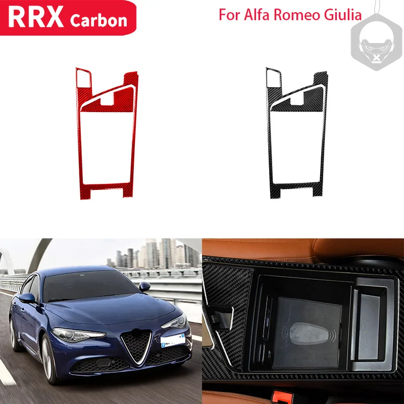 

Интерьеры из углеродного волокна RRX для Alfa Romeo Giulia 2017-2019, центральный регулируемый подлокотник, чехол для хранения, отделка, наклейки, автомо...