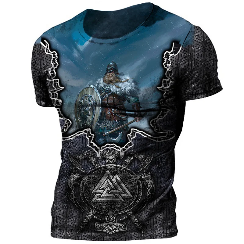 

New Vikings Men's Cotton T-Shirt Retro Aesthetic Clothing Oversized Mens Harajuku Streetwear 3d Graphic T Shirts Attack On Titan