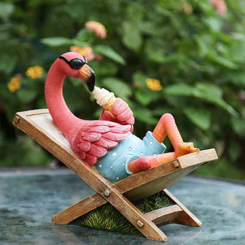 

Garden Decoration Flamingo Figurine Creative Cartoon Miniature Garden Ornaments Home Room Accessories Resin Valentines Day Gift