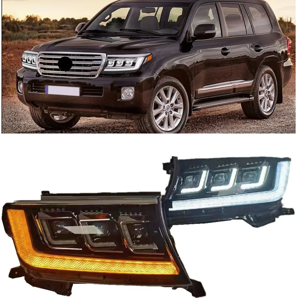 

Фары головного света для Land Cruiser LC200 2007-2015, фары головного света в сборе, фары головного света, аксессуары для дневных ходовых огней 12 В, модификация передней фары
