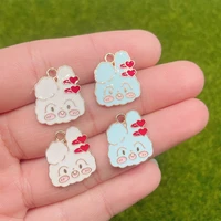 20pcs 1618mm blush cute blue white rabbit earrings necklace jewelry pendant girls women creative gifts diy jewelry accessories