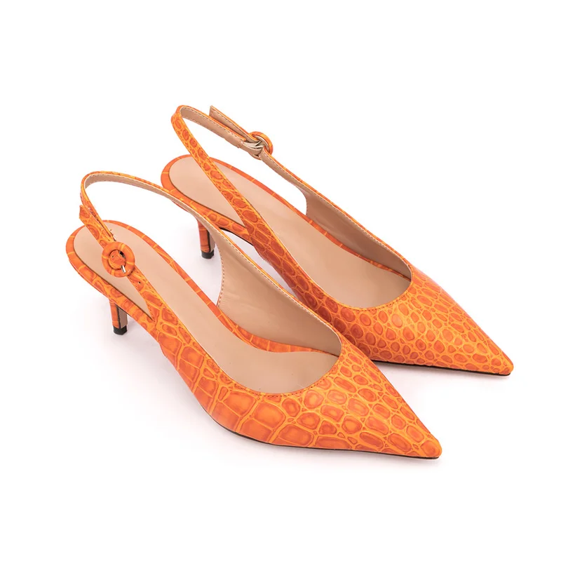 2022 New Spring Summer Fashion Stiletto High Heels Shoes Genuine Leather Women Solid Simple Casual Sandals Female Heels Women