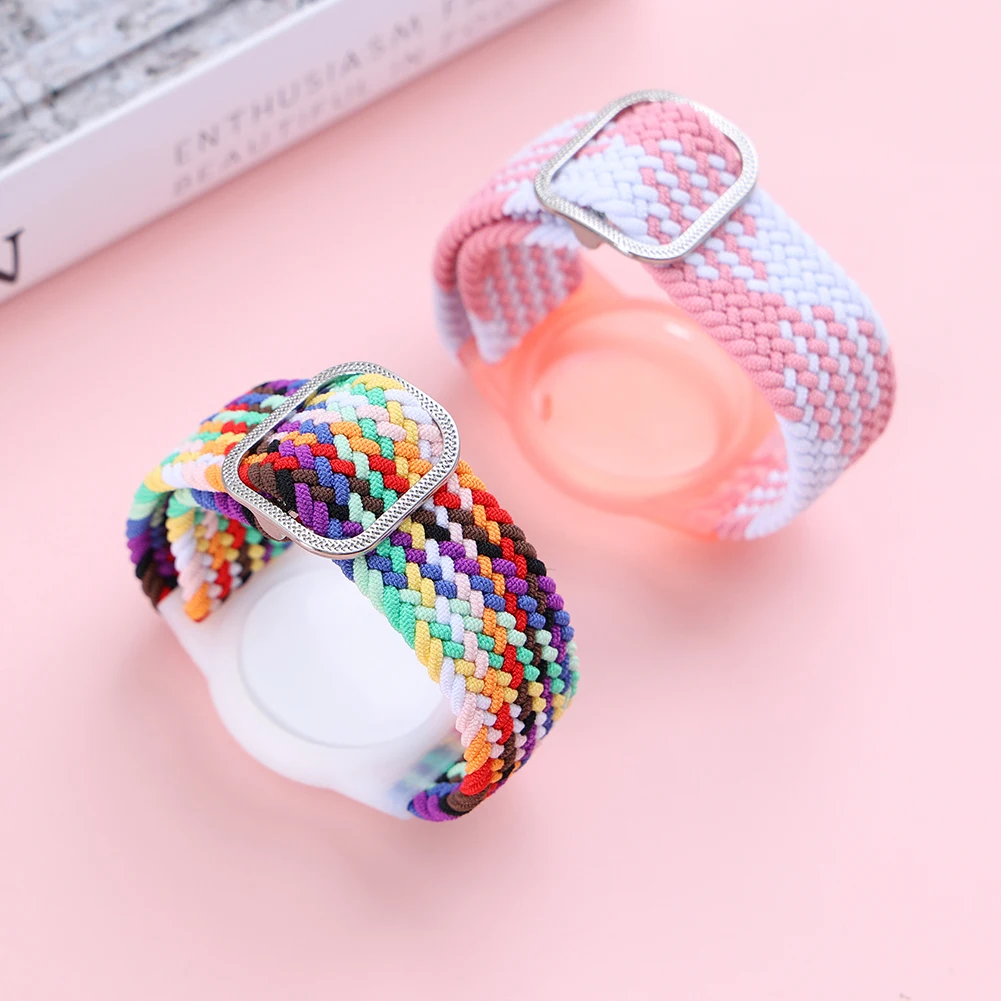 Nylon Braided Kids Strap Anti Scratch Bracelet Adjustable Wristband Holder Protector Tracker Protective Sleeve for Apple Airtag - купить по