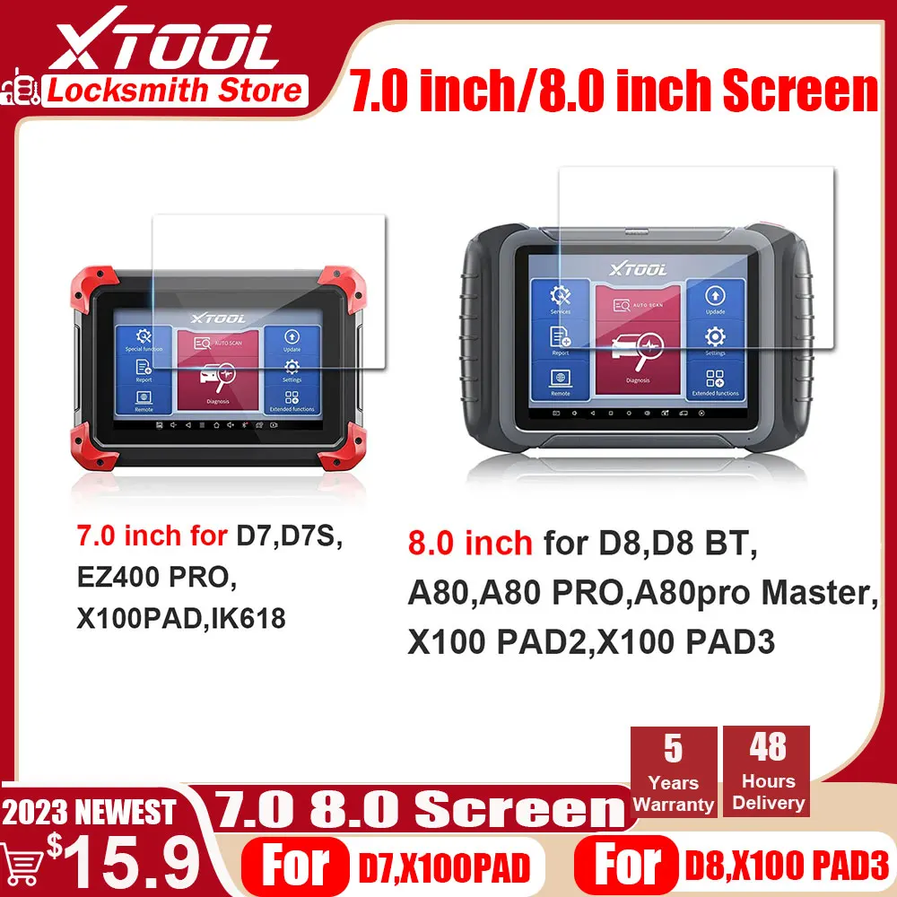 XTOOL Universial защита экрана 7,0 дюймов/8,0 дюймов экран для XTOOL D7 D8 EZ400 PRO A80 Pro master X100PAD X100 PAD2 X100 PAD3