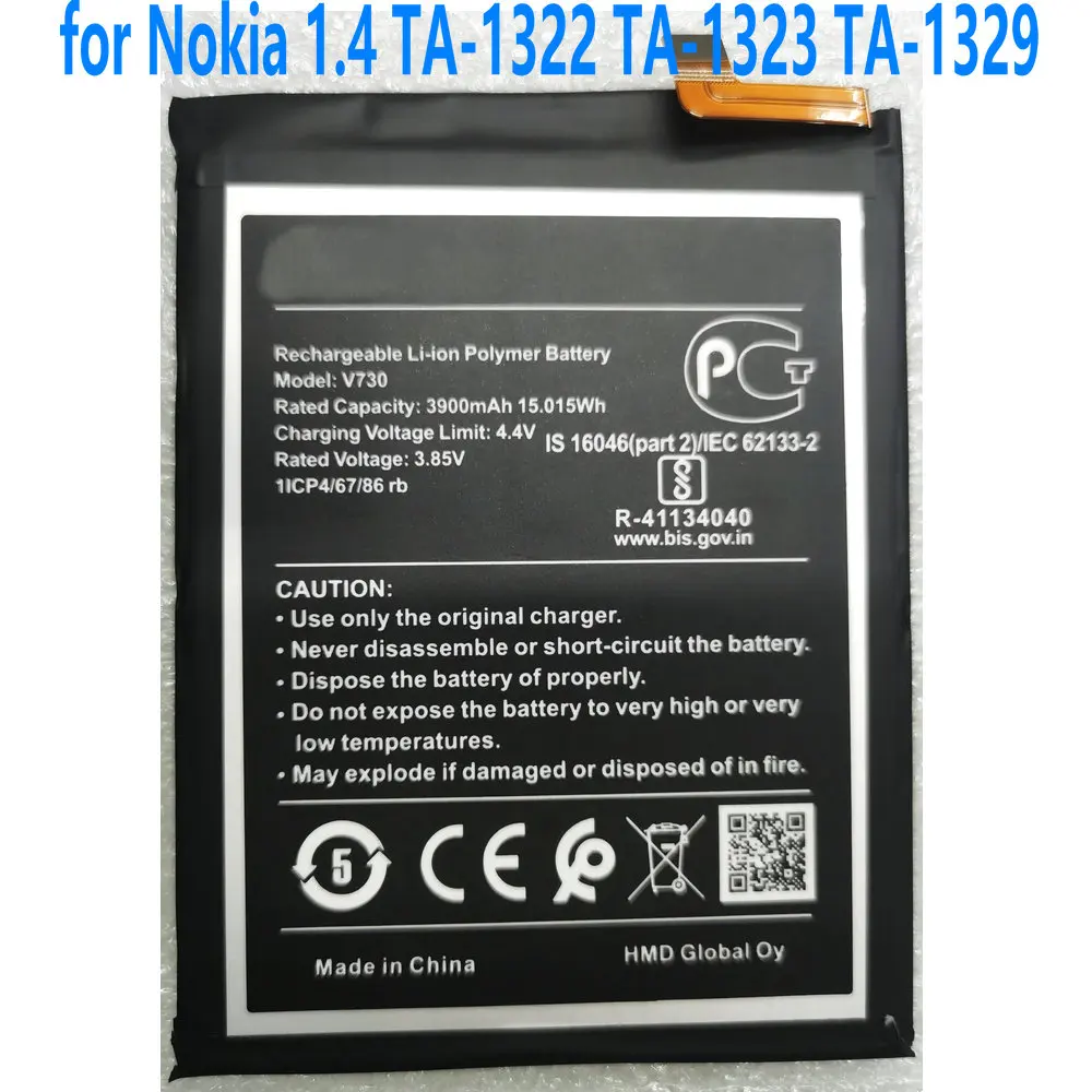 

3,85 V 3900mAh Совершенно новый V730 аккумулятор для Nokia 1,4 TA-1322 TA-1323 TA-1329 P104bma006000 мобильный телефон