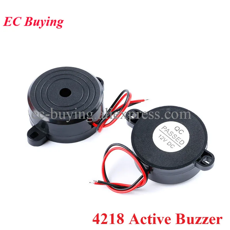 

2pcs 4218 Active Piezoelectric Buzzer High Decibel Piezo Electric Alarm Sounder DC 12V 42*18MM Electronic Alarm Beep with Wire