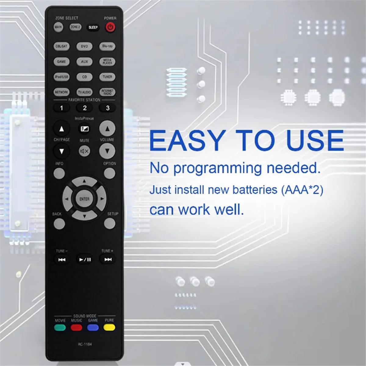 Replace RC-1184 Remote Control for Denon AV Audio Video Receiver AVR-X3000 AVRX3000