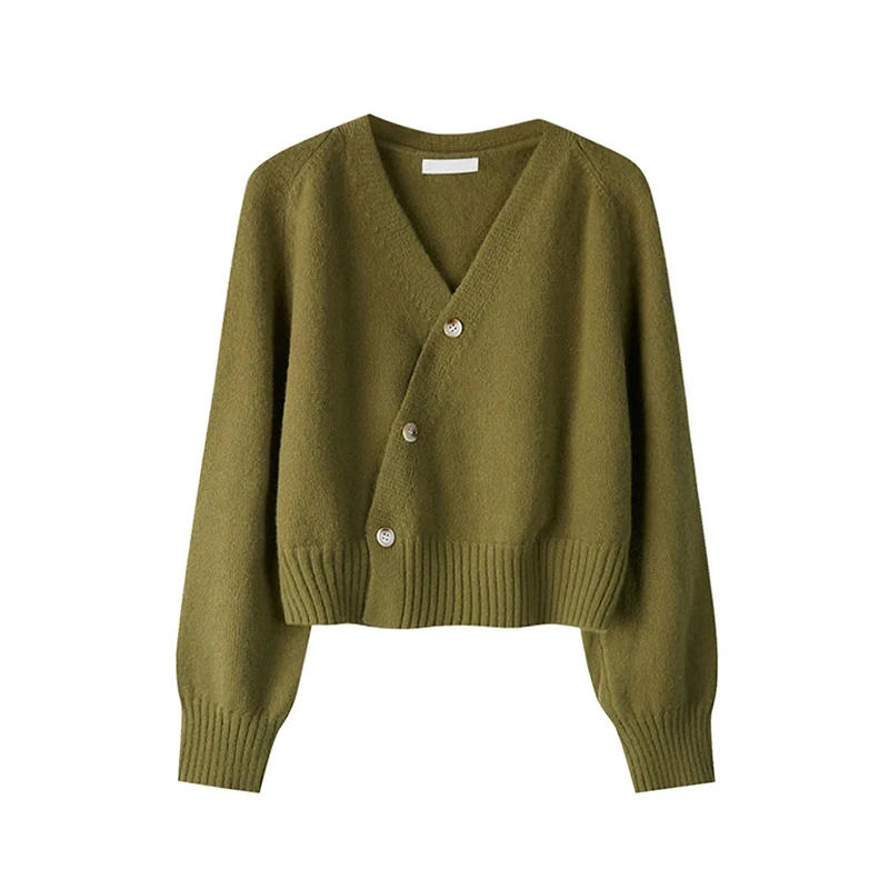 Кардиганы для женщин асимметричный однобортный свитер с круглым вырезом новинка