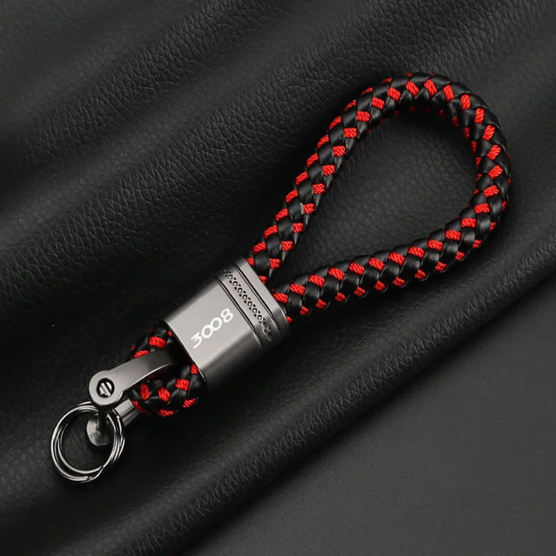 

Braided Rope Car Keychain Fashion Key Ring For Peugeot 3008 Custom Braided Rope Keyring Metal Keychain Accessories