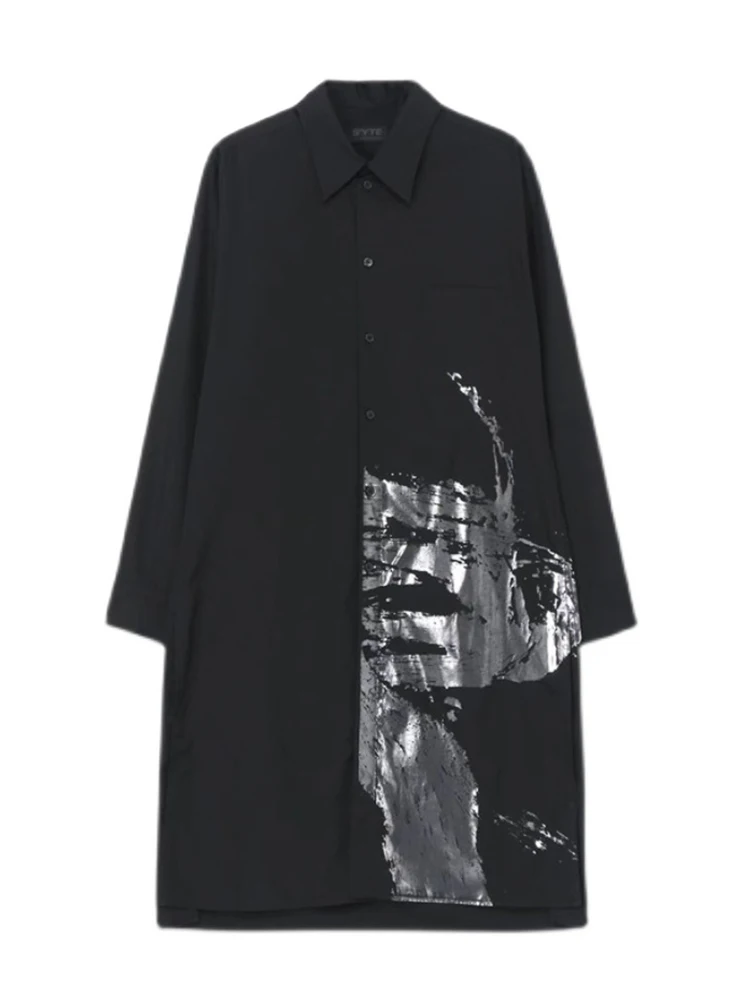 

Светоотражающие рубашки с принтом роскошный дизайн yohji yamamotos рубашки оверсайз yohji для женщин y3 рубашка homme Оригинальная Черная Рубашка