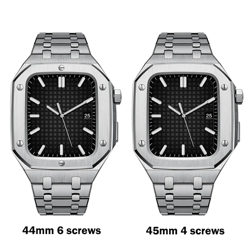 Luxury Stainless Steel Strap for Apple Watch Band 45mm 44mm 42mm For iWatch Series 7 6 5 4 3 2 Rubber Watchband Metal Bracelet