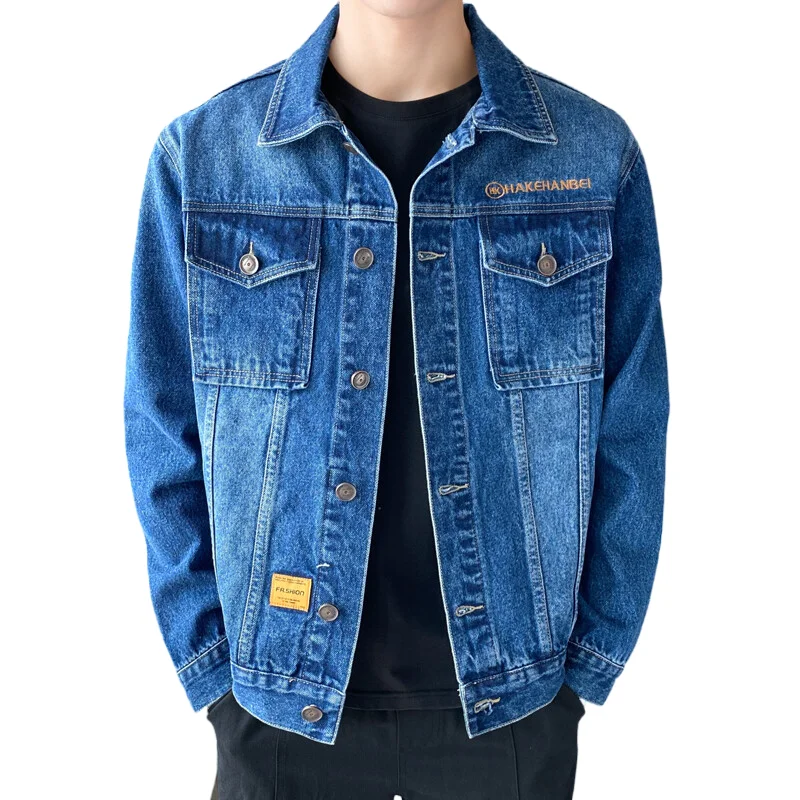 

Men's Vintage Blue Denim Jacket Spring and Autumn New Stretch Cotton Casual Jeans Coat Brand Clothes men Denim coat pilot jacket