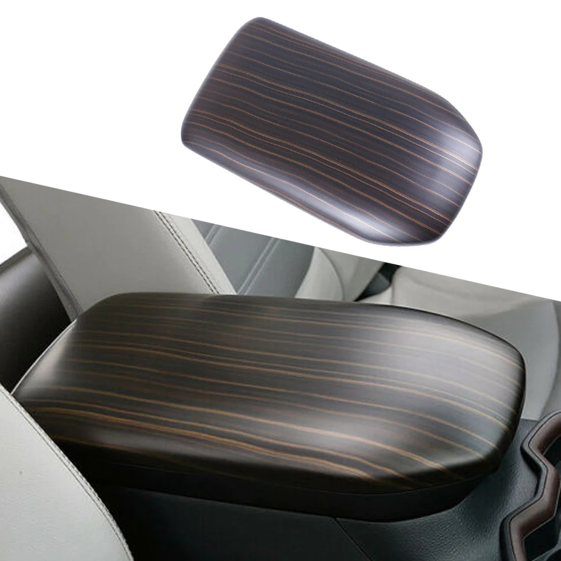 

Car Interior Console Armrest Storage Box Cover Trim Decoration Fit for Toyota RAV4 2019 2020 2021 Wood Grain ABS