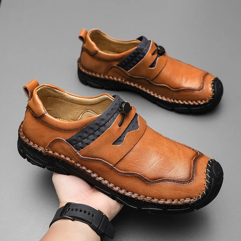 

New Casual Luxury Brand Handmade Moccasins Motorcycles Driving Comfy Drive Moccasins Brown Leather Platform Designer Shoes Soft
