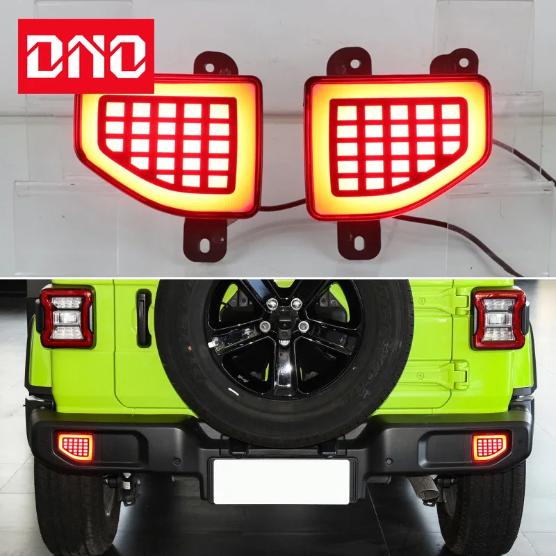 DNO LED Daytime Running Headlamps For Jeep Wrangler 2018-2022 Daylights Yellow Turn Signal Car DRL Foglamp