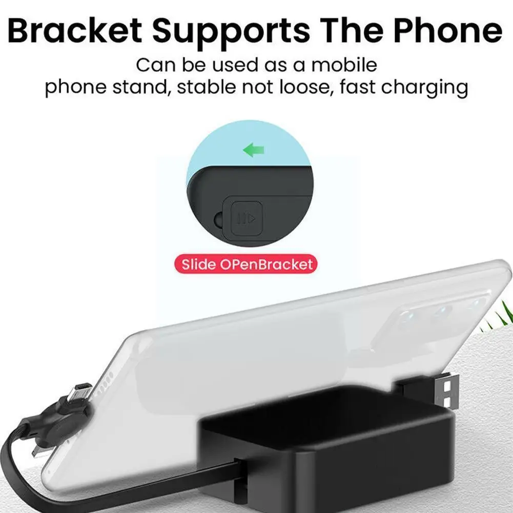 

4 в 1 зарядный кабель Usb Type-C Micro Usb для IPhone13 12 Pro Met Telefoon Stand draagnaked Oplader Datakabel K0B6