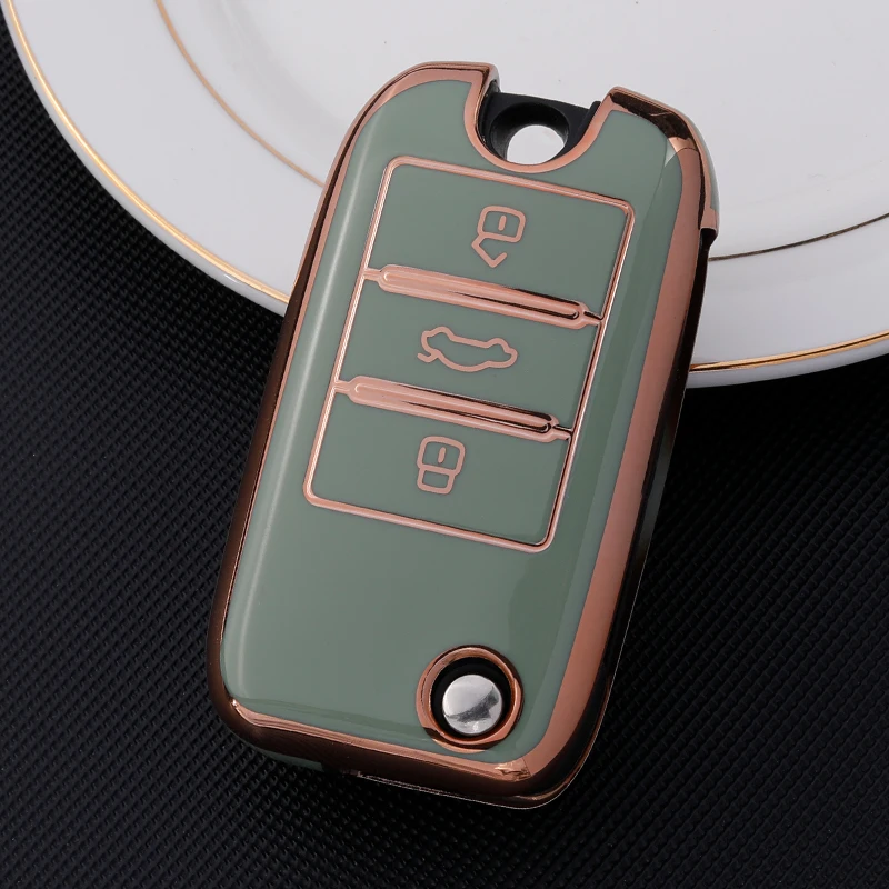 

3 Button Colorful Soft TPU Remote Car Fold Key Case Cover for MG ZS for Roewe RX5 2017 Year Auto Key Shell Accessories Keychain
