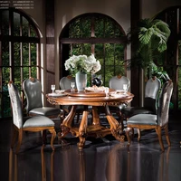 custom made simple american all solid wood household dining table and chair combination large dining room round table