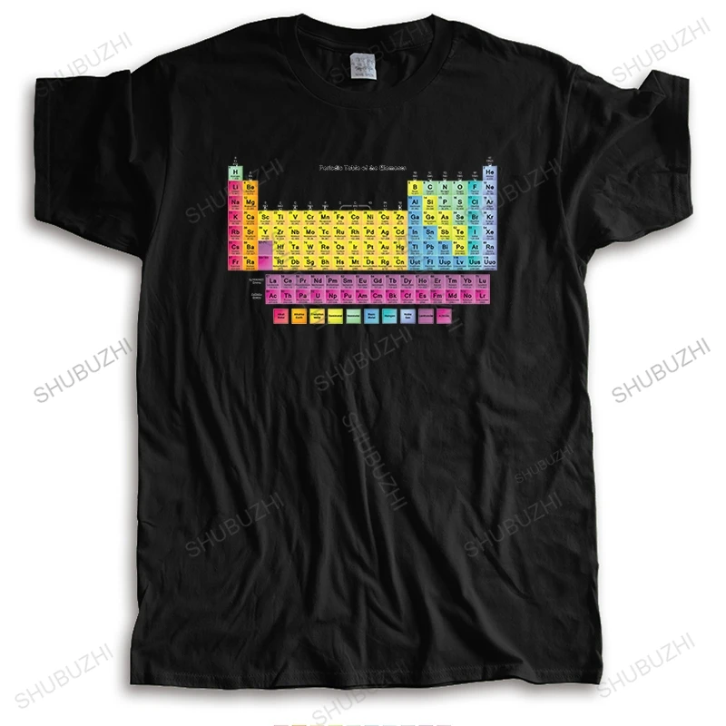 

New summer t-shirt black tops for men crew neck tshirt Periodic Table of Elements unisex Shubuzhi Brand Cotton Tee-shirt top