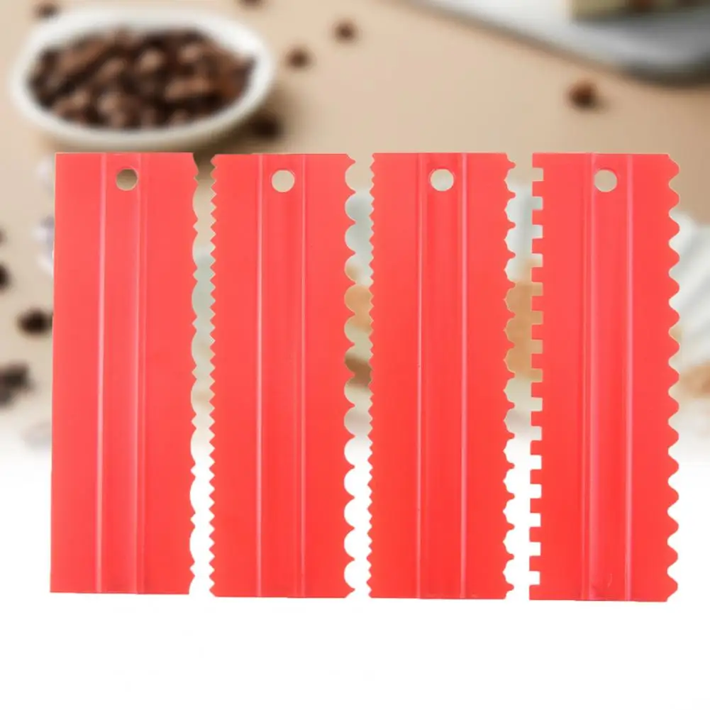

4pcs Great PP Material Food Grade Baking Pastry Cake Jagged Smooth Edged Scraper for Baking Cake Scrapers Cake Spatulas