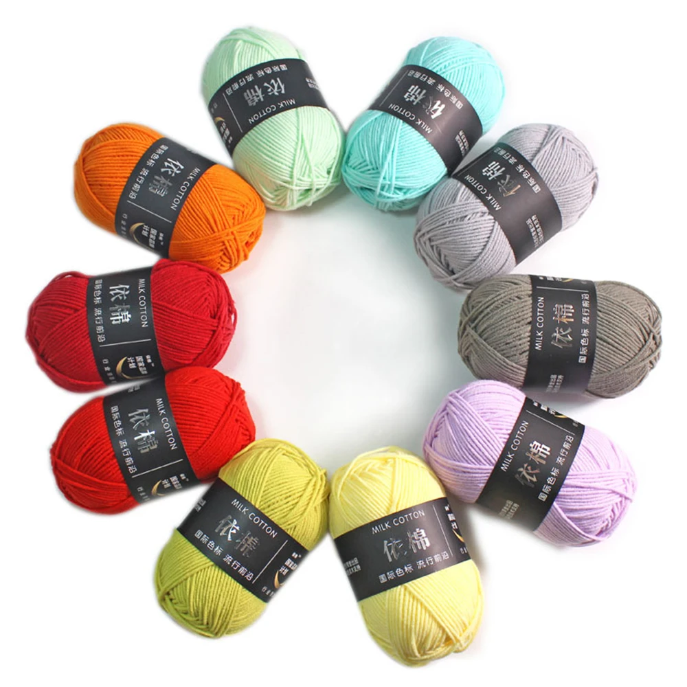 50 г/компл. 4-слойная молочная хлопчатобумажная вязальная шерстяная пряжа для