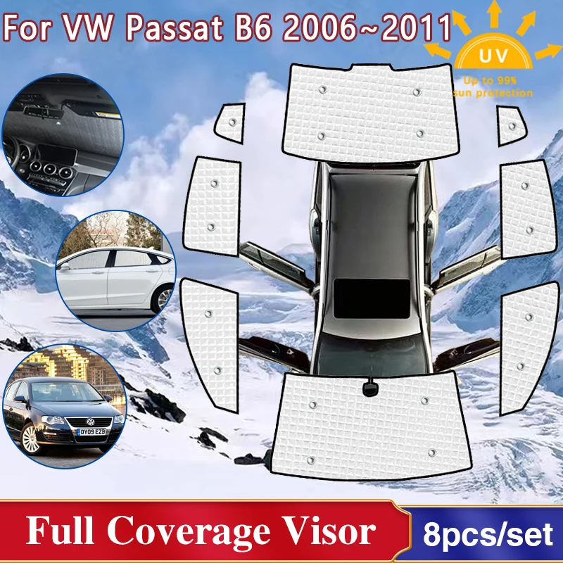 

For Volkswagen VW Passat B6 3C 2006~2011 Full Windshield Sunshades Side Windows Sun Protection Visor Cover Car Accessories 2007