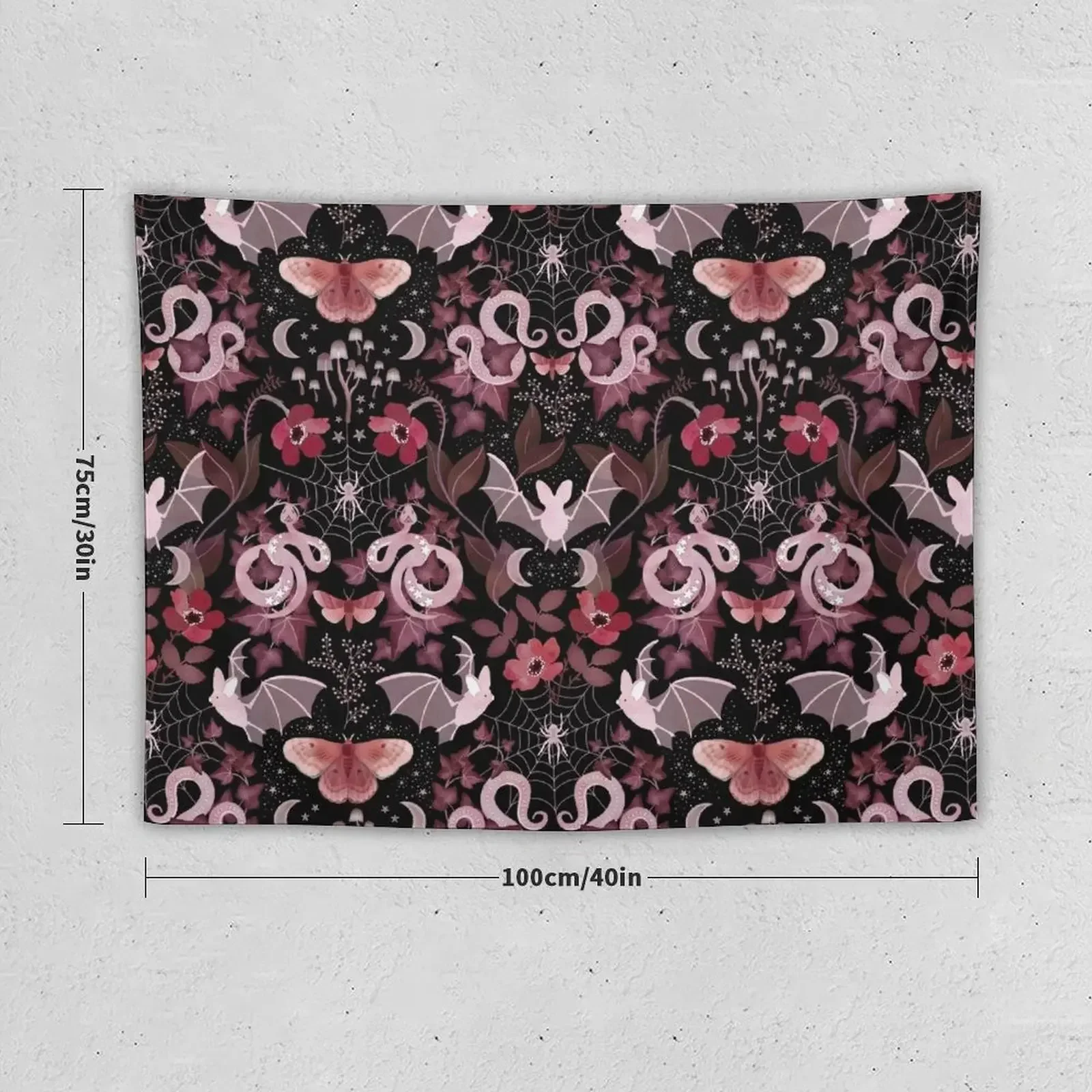 Готический готический гобелен Moody с узором летучая мышь и змея украшение для дома