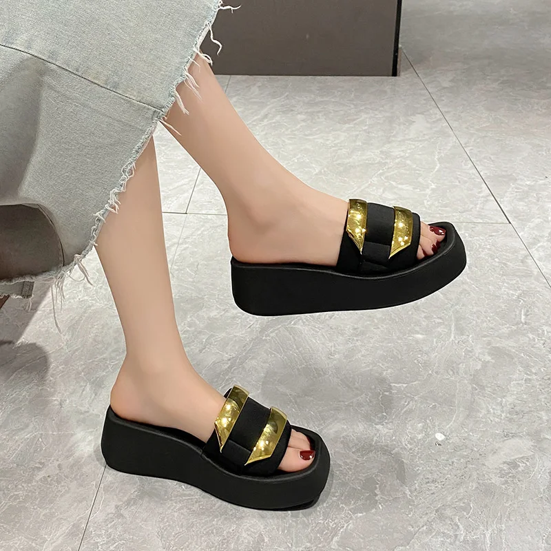 

Shoes for Women High Quality One Pedal Women's Slippers Sell Like Hot Cakes Mixed Colors Shoes Female Platform Wedge Slippers