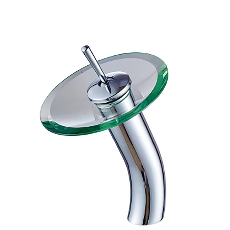 Стеклянный смеситель водопад для раковины в ванной комнате с одной ручкой