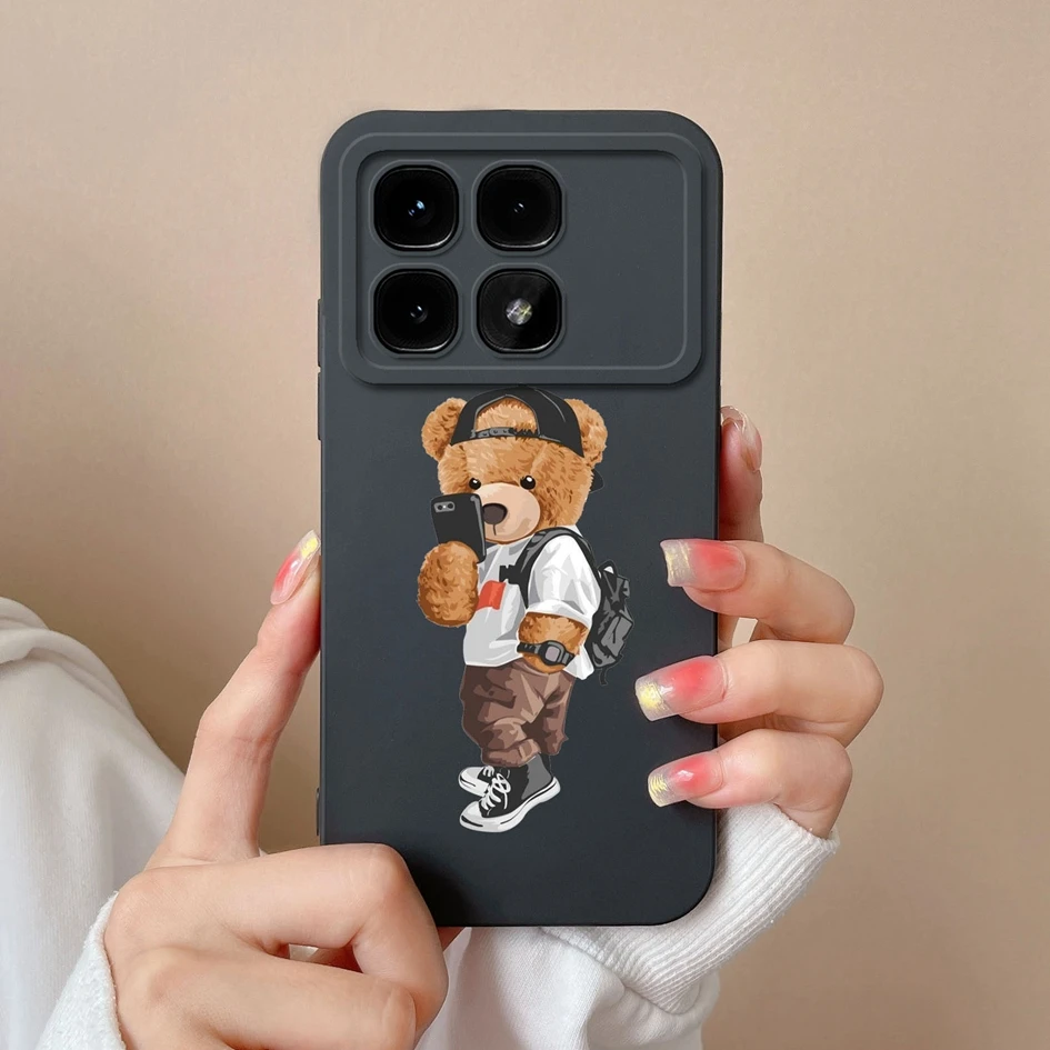 Чехол для Xiaomi Redmi K70 ультра бампер роскошный симпатичный медведь противоударный