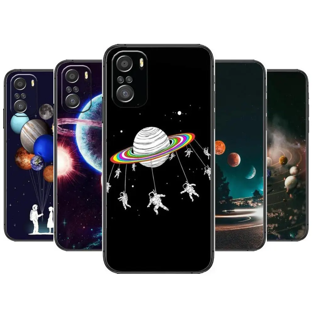 

sky space astronaut Phone Case For xiaomi redmi 11 Lite pro Ultra 10 9 8 MIX 4 FOLD 10T Black Cover Silicone Back Prett