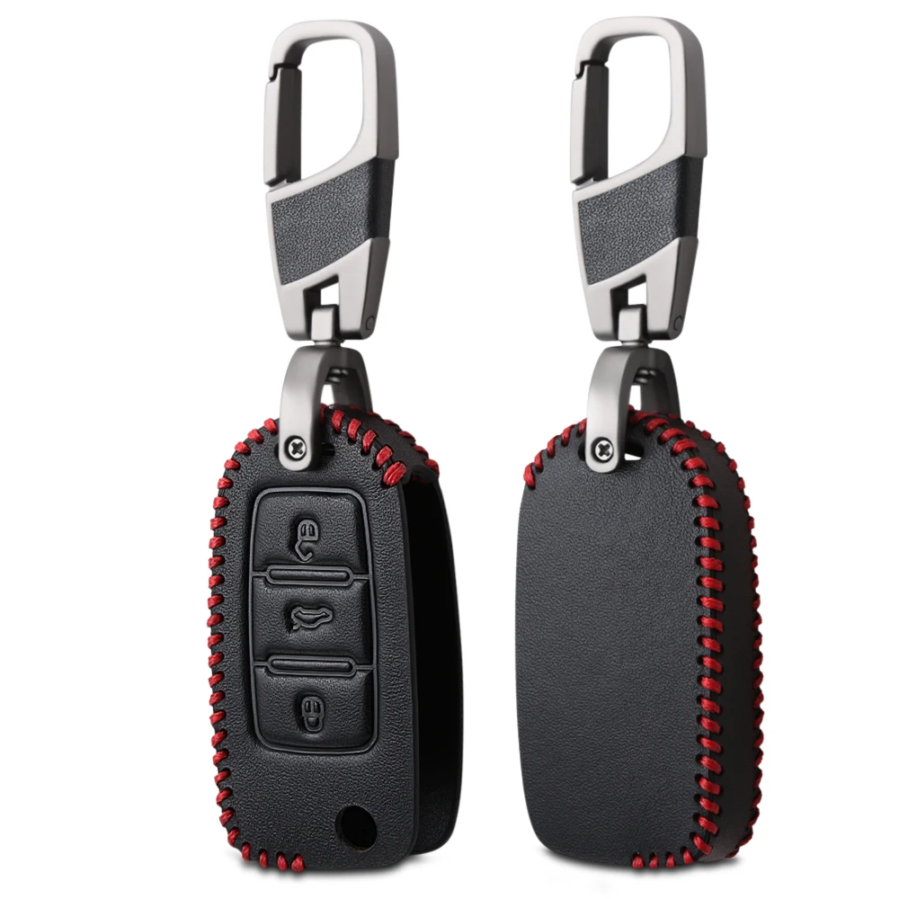 Кожаный чехол для автомобильного ключа VW Polo Tiguan Passat Golf MK Jetta Skoda Kodiaq Superb Octavia -