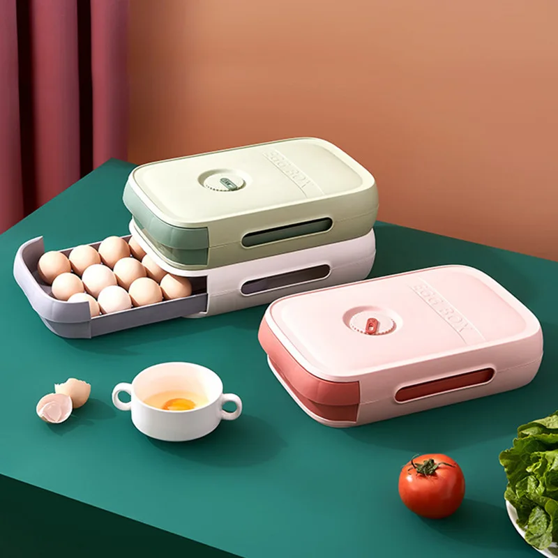 

New Drawer Type Egg Storage Box Refrigerator Fresh Egg Finishing Equipment Thickened Large Capacity Egg Tray Kitchen Accessories