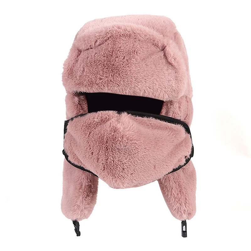 

Высококачественная ушанка 2022, зимняя термошапка из искусственного меха, женские шапки-бомберы, теплая розовая Лыжная маска-ушанка, советск...