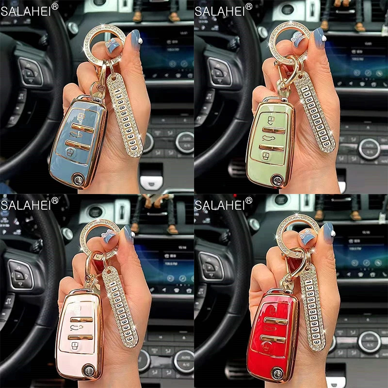 

New TPU Car Remote Key Fob Full Cover Case Chain For Audi A1 A3 A4 A5 A6 A7 A4L A5L Q5L A6L Q7 Q8 C6 R8 B6 B7 S3 Protector Shell