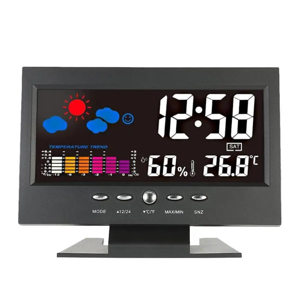 

Weather Forecast Station Display Calendar Clock Snooze Alarm Backlight Temperature Humidity Multi-functional Smart Home 2023 Usb