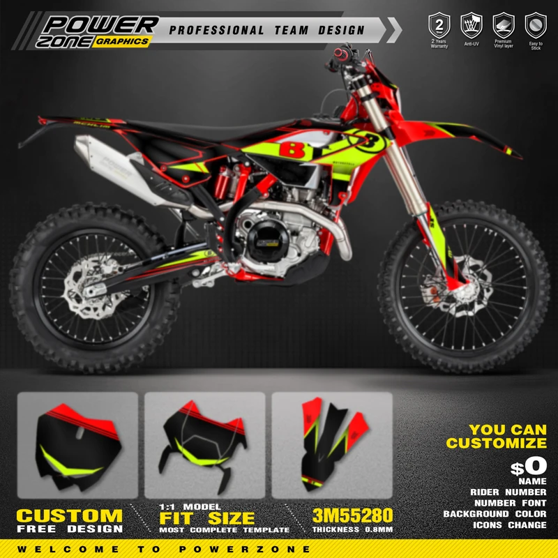 Комплект графической наклейки и наклеек PowerZone для BETA 2023 2024 2025 RR ENDURO 125 200 250 300RR 350 390