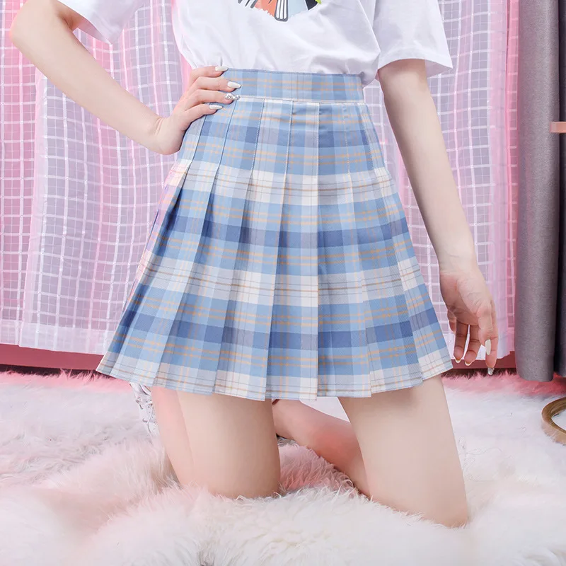 

2022 Summer Plaid Skirts For Women Fashion High Waist Mini Skirts Match Nvisible Zipper Style Young Laides Female Dance Uniform