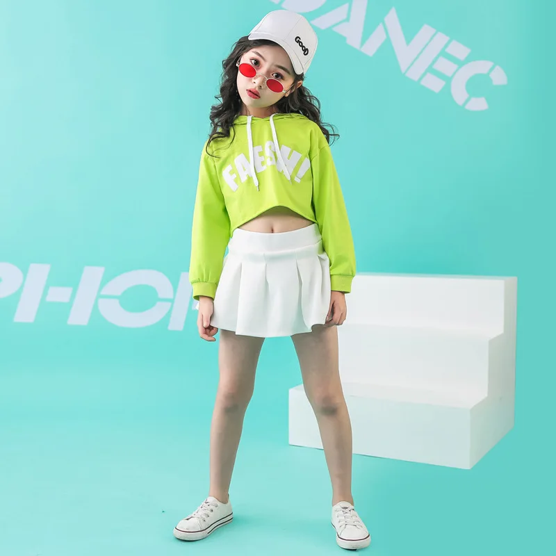 

Hip Hop Kids Ballroom Dancing Costumes for Girls Jazz Dance Clothes Stage Wear Child Party Show Shirts Skirt Performance Suits