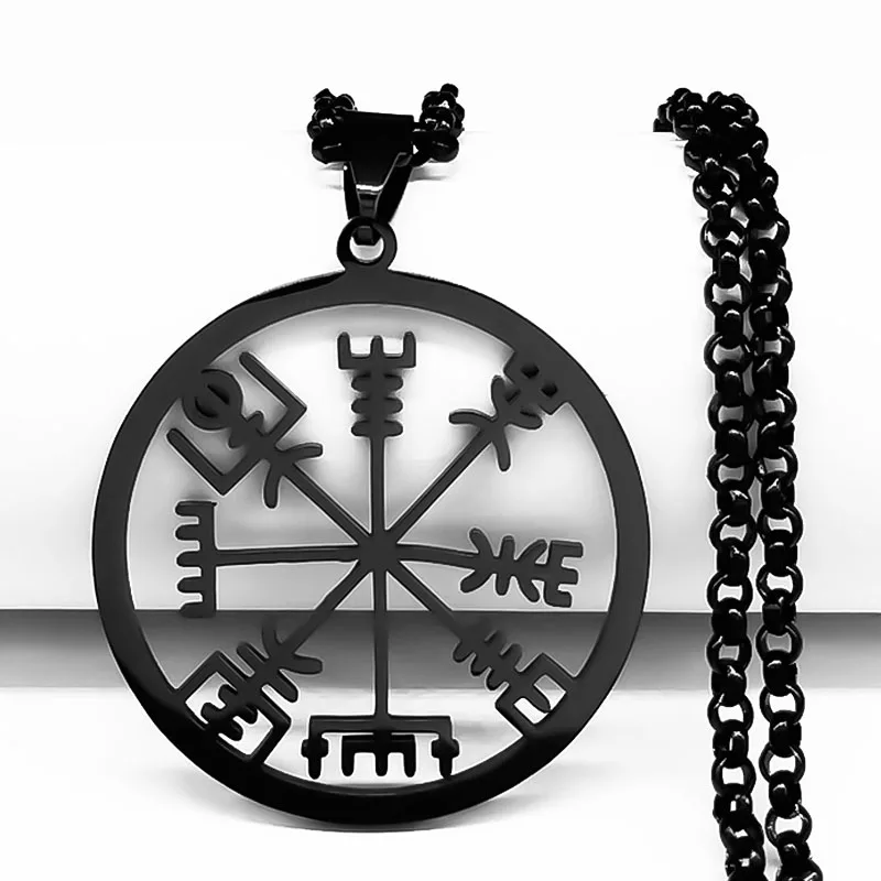 

2021 Stainless Steel Pendant Necklace Black Color Amulet Viking Chain Necklaces Men Jewelry collares de acero inoxida N3048