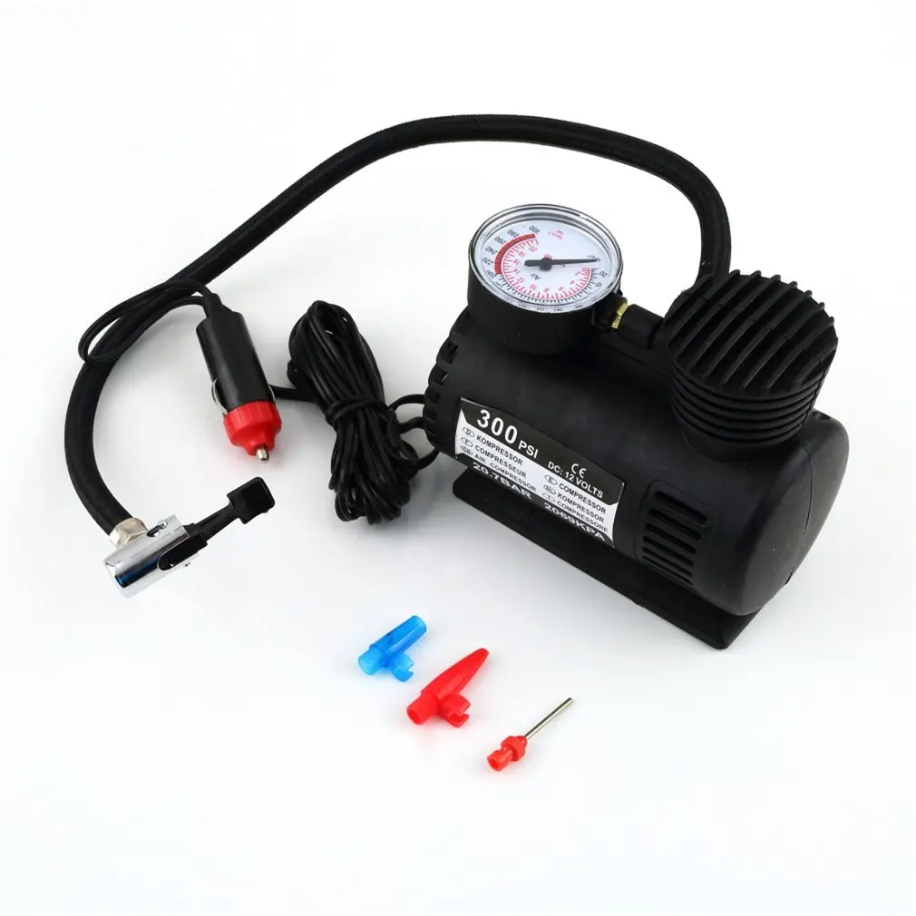 

Black Portable Versatile 12V 300PSI Car Tire Tyre Inflator Pump Mini Compact Compressor Pump Car Bike Tyre Air Inflator