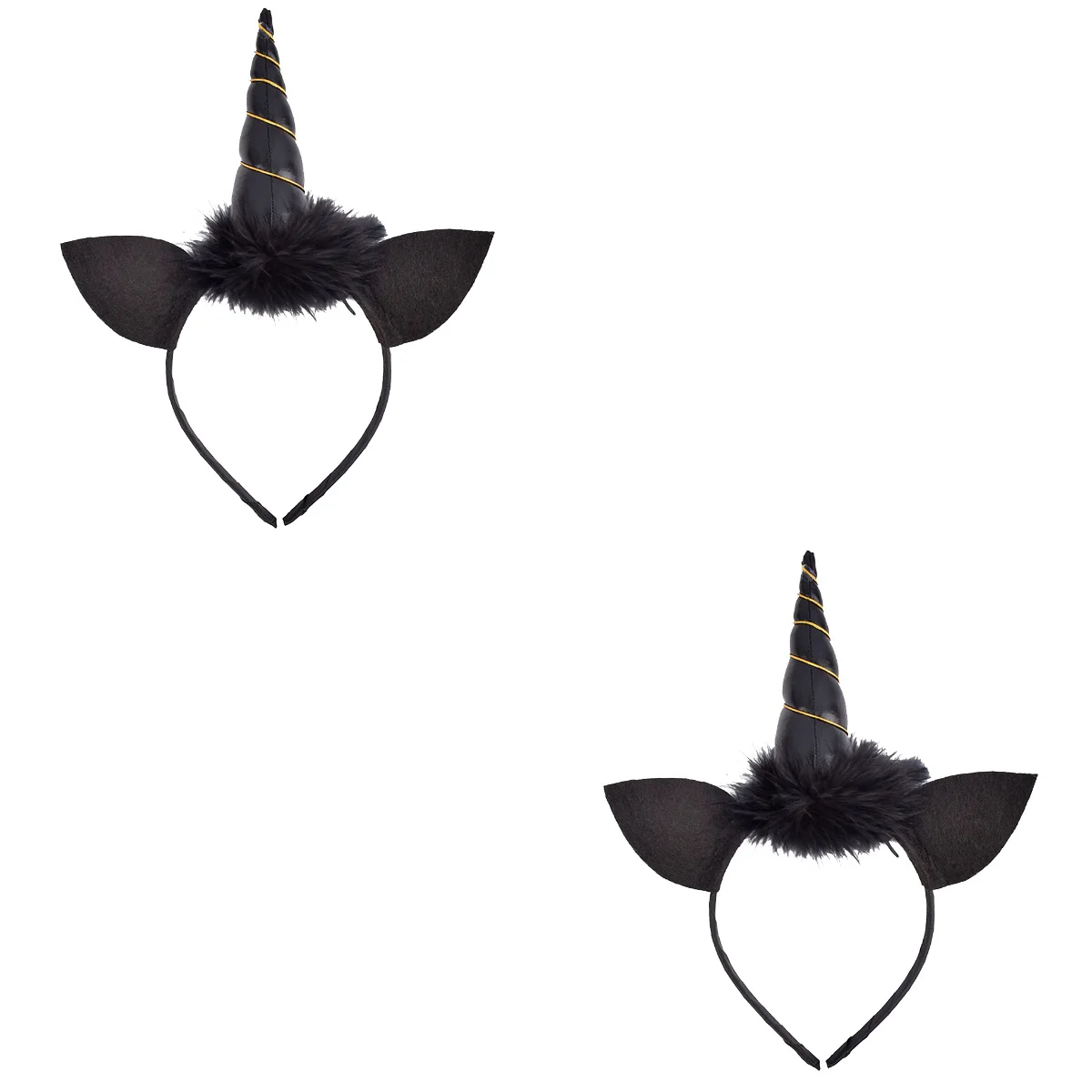 

2 Pack Party Headwear Kids Hair Hoop Black Headband Headdress Scrunchies Fluffy Unicorn